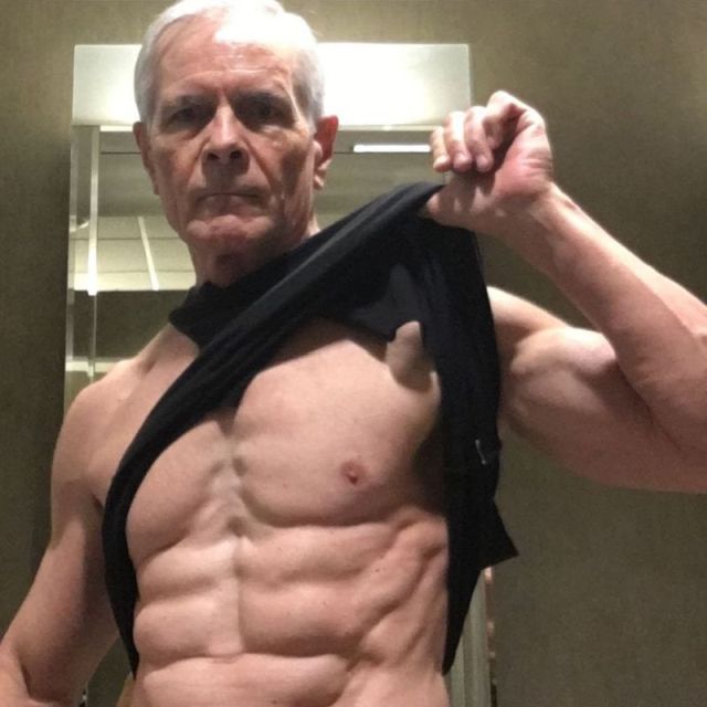 Old man posing sexy